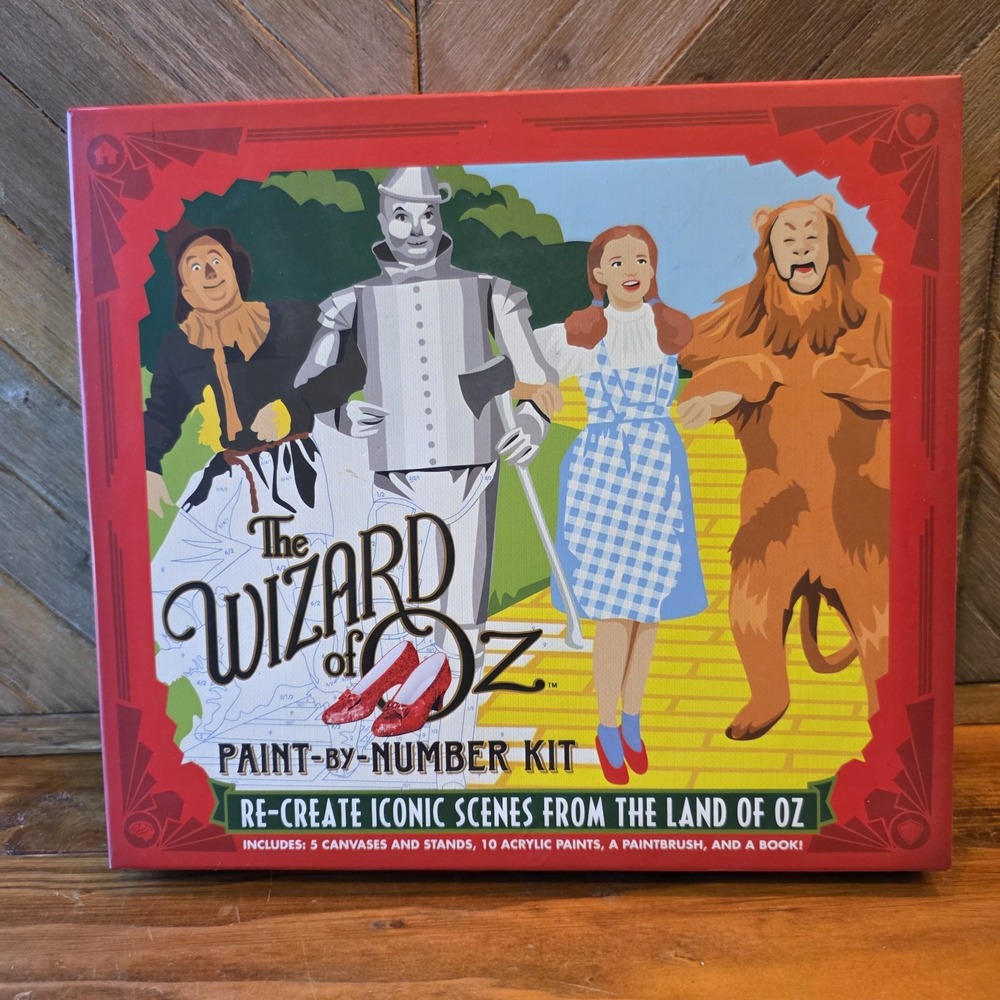 Wizard of Oz Paint By Number Kit 2013 New in Box 5 Canvases 10 Acrylic Paints